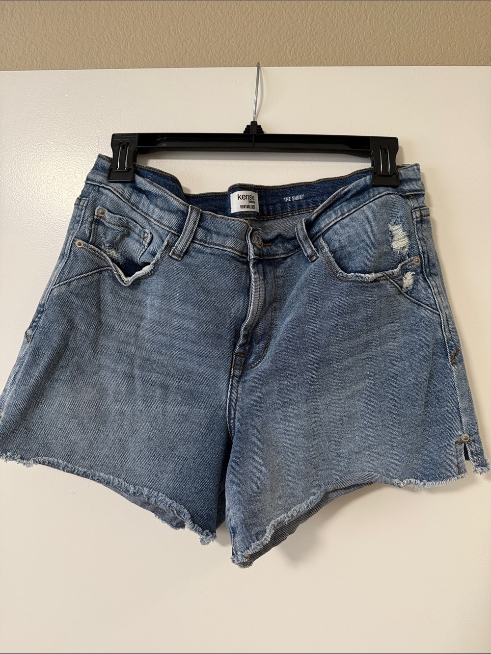 Kensie Light Blue Distressed Denim Cutoff Shorts